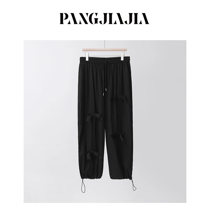 【胖佳佳】蝴蝶结 休闲裤时尚百搭抽绳系带宽松直筒长裤H624Z09894