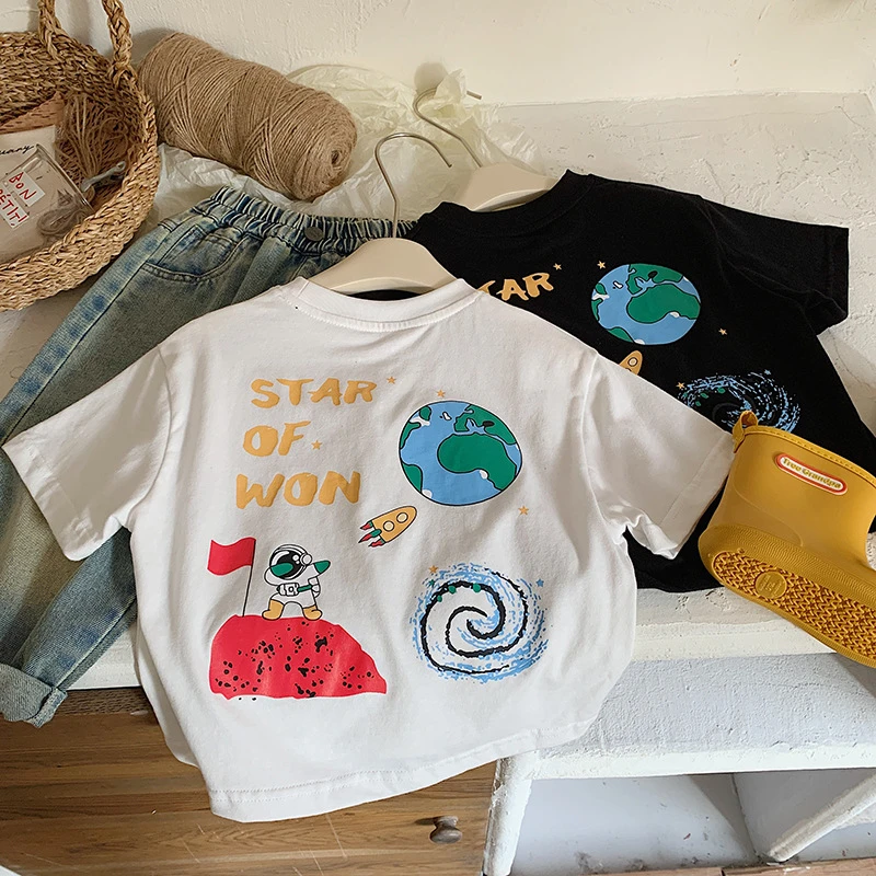 纯棉儿童夏季t恤宝宝新款童韩版童装短袖打底洋气百搭休闲上衣潮