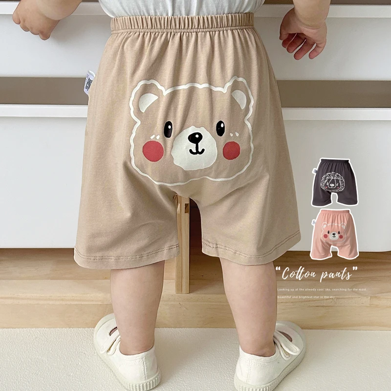 纯棉宝宝短裤夏季薄款大pp裤宽松卡通简约外穿休闲裤婴幼儿裤子