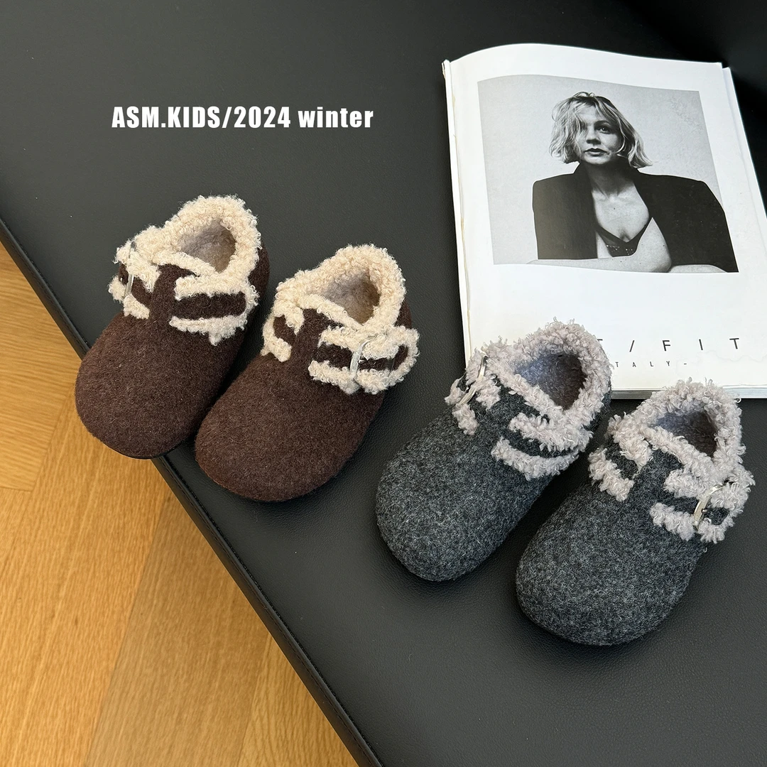 暖呼呼 韩系女童保暖绒面博肯鞋2024冬季宝宝棉鞋儿童软糯毛毛鞋