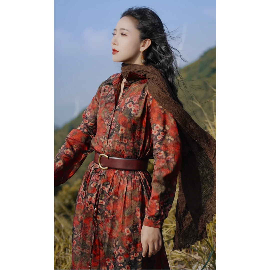 娜三月【秋冬裙】小青秋冬重绞花纹路质感双层百搭女神970连衣裙XP