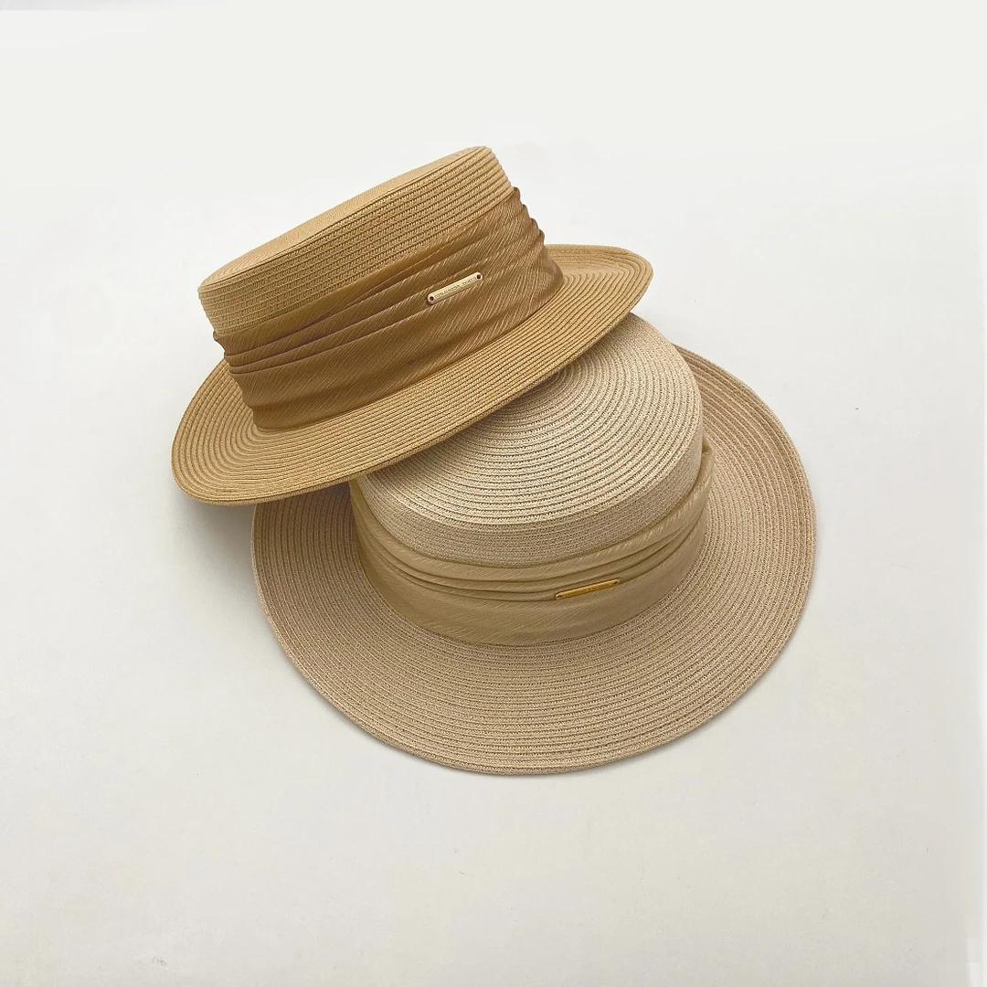 娜三月简约时尚百搭户外编织平顶帽