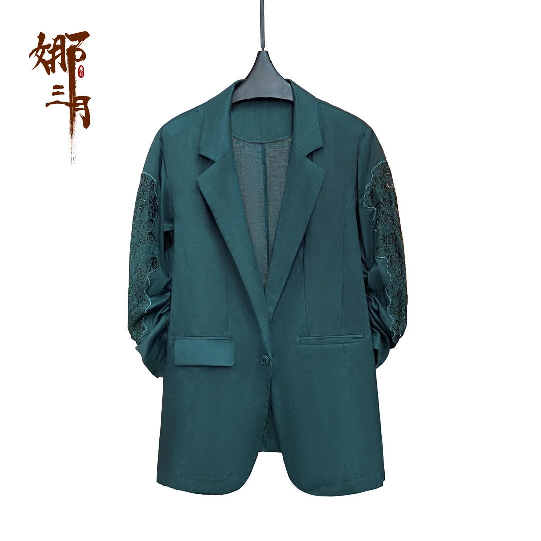 娜三月【大宝推荐】复古经典女神西装外套苎麻西服D8802高级女士XP
