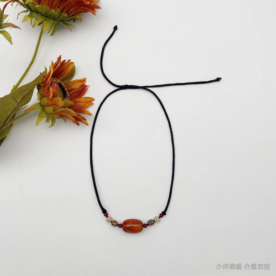 娜三月 非金属树脂项链 【草木染】复古纹理款项链每颗珠纹理不同XP