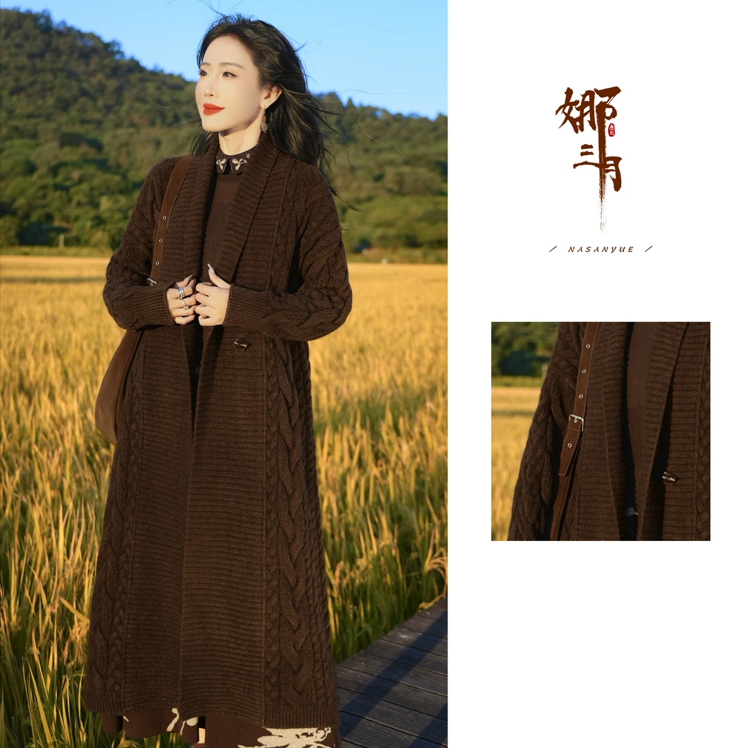 【原创重磅】雅丹风秋冬新款复古慵懒加厚纤绒纱大衣大外套28559