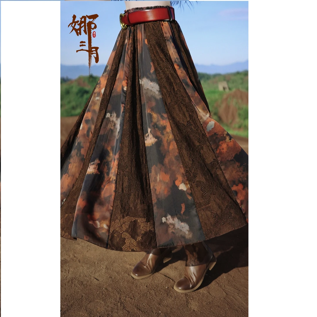 ［油画］渲染秋季千件长款冬季千花油画大摆半裙秋冬复古中式中国风