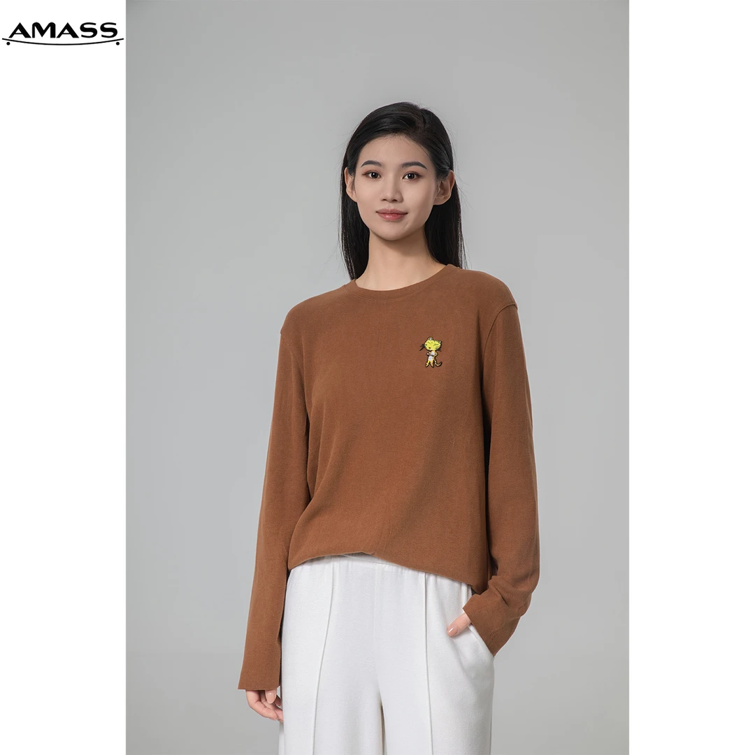 AMASS/阿玛施秋季时尚百搭通勤休闲印花圆领长袖女士卫衣 5300890