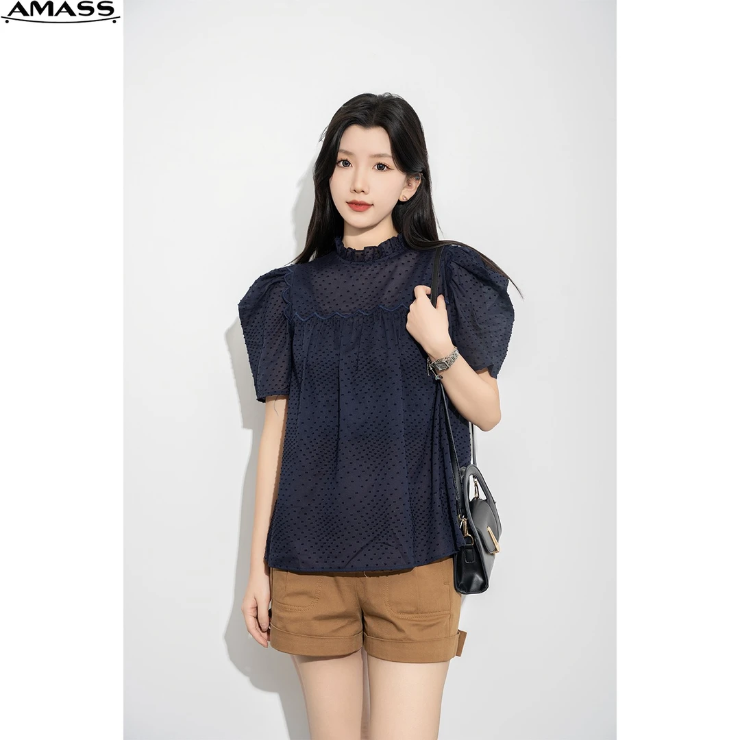 AMASS/阿玛施新款时尚气质清凉短袖衬衫上衣女5301041度假穿搭