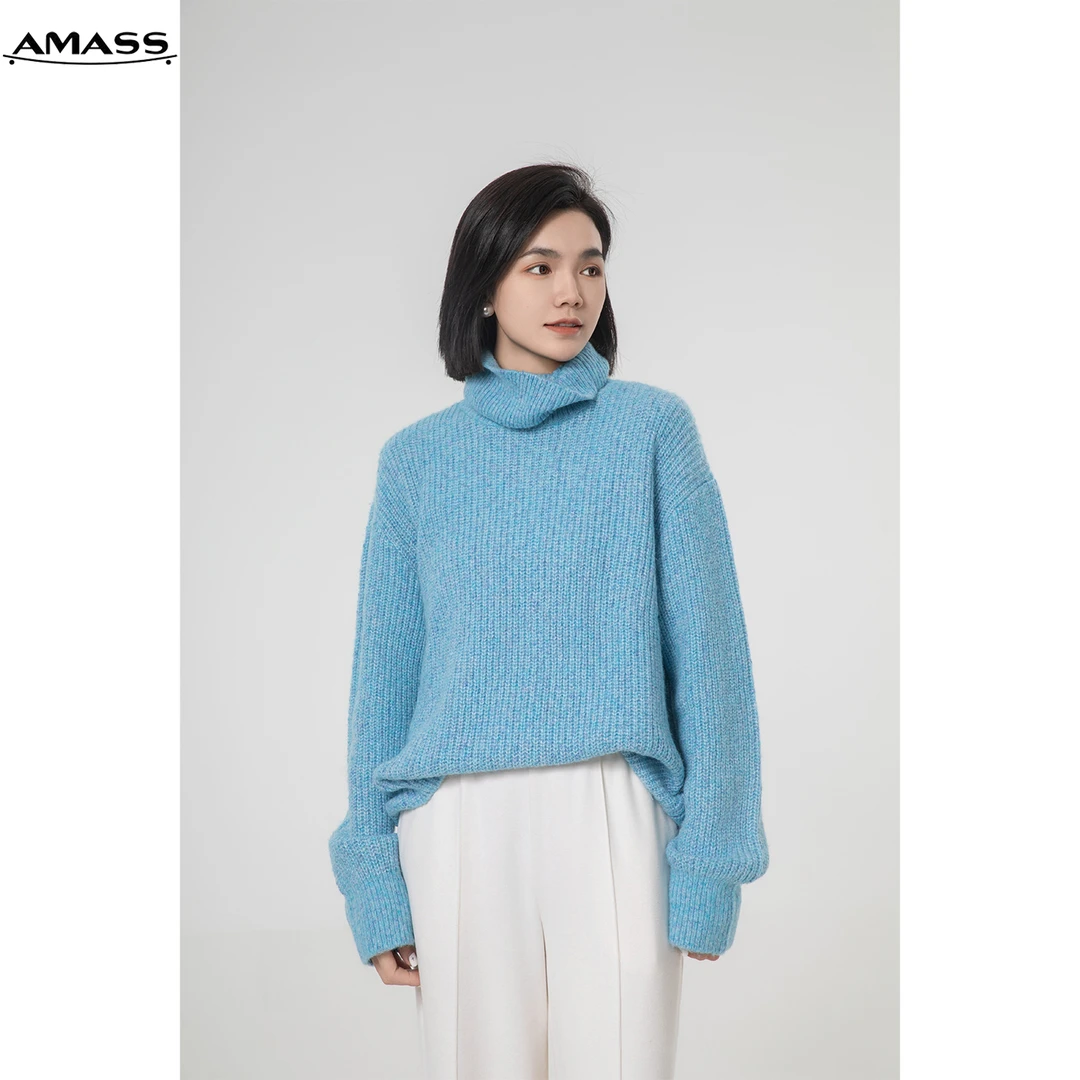 AMASS/阿玛施秋季新款千金风时尚慵懒宽松高领针织套头 5399632