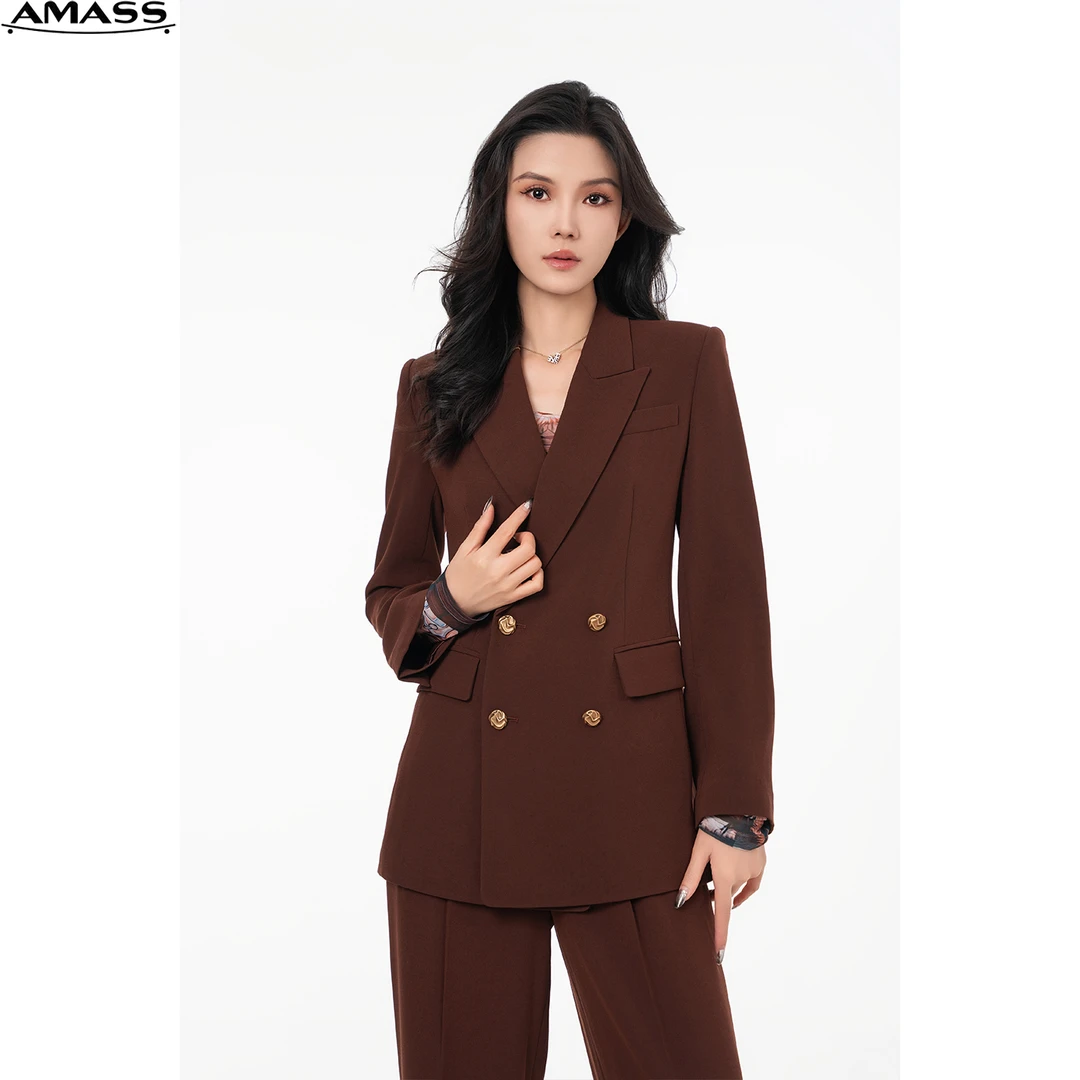 AMASS/阿玛施轻职风西装外套女士春夏时尚百搭双排扣收腰 5400773