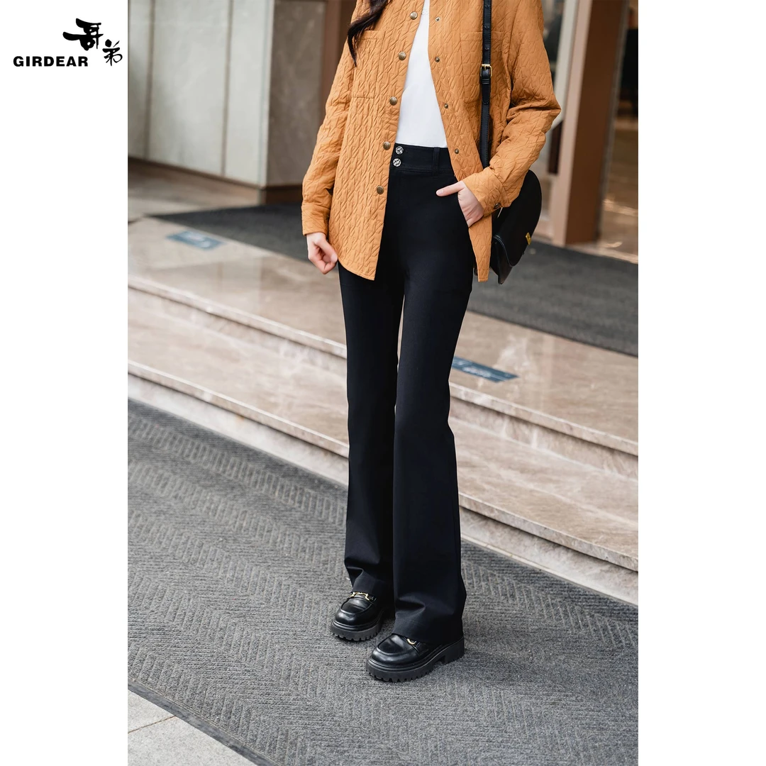 GIRDEAR/哥弟春秋时尚百搭气质修身显瘦舒适休闲微喇裤女 1100512
