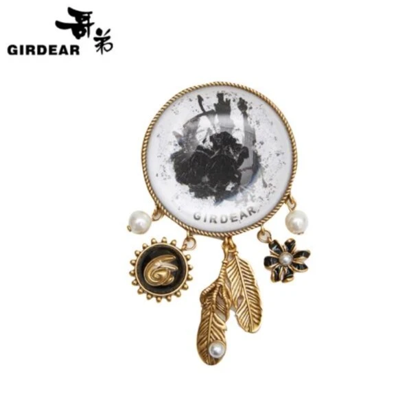 GIRDEAR/哥弟 铜合金玻璃胸针 百搭鸵鸟之舞复古造型胸针 1900451