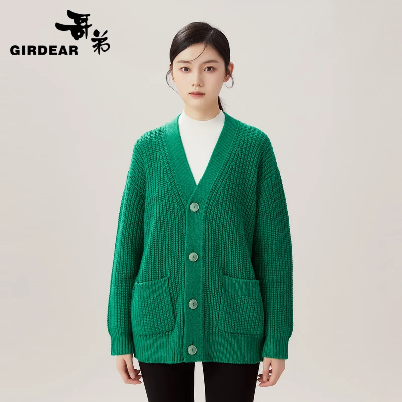 GIRDEAR/哥弟GIRDEAR/哥弟时尚质感慵懒风百搭棒针外套女1499168