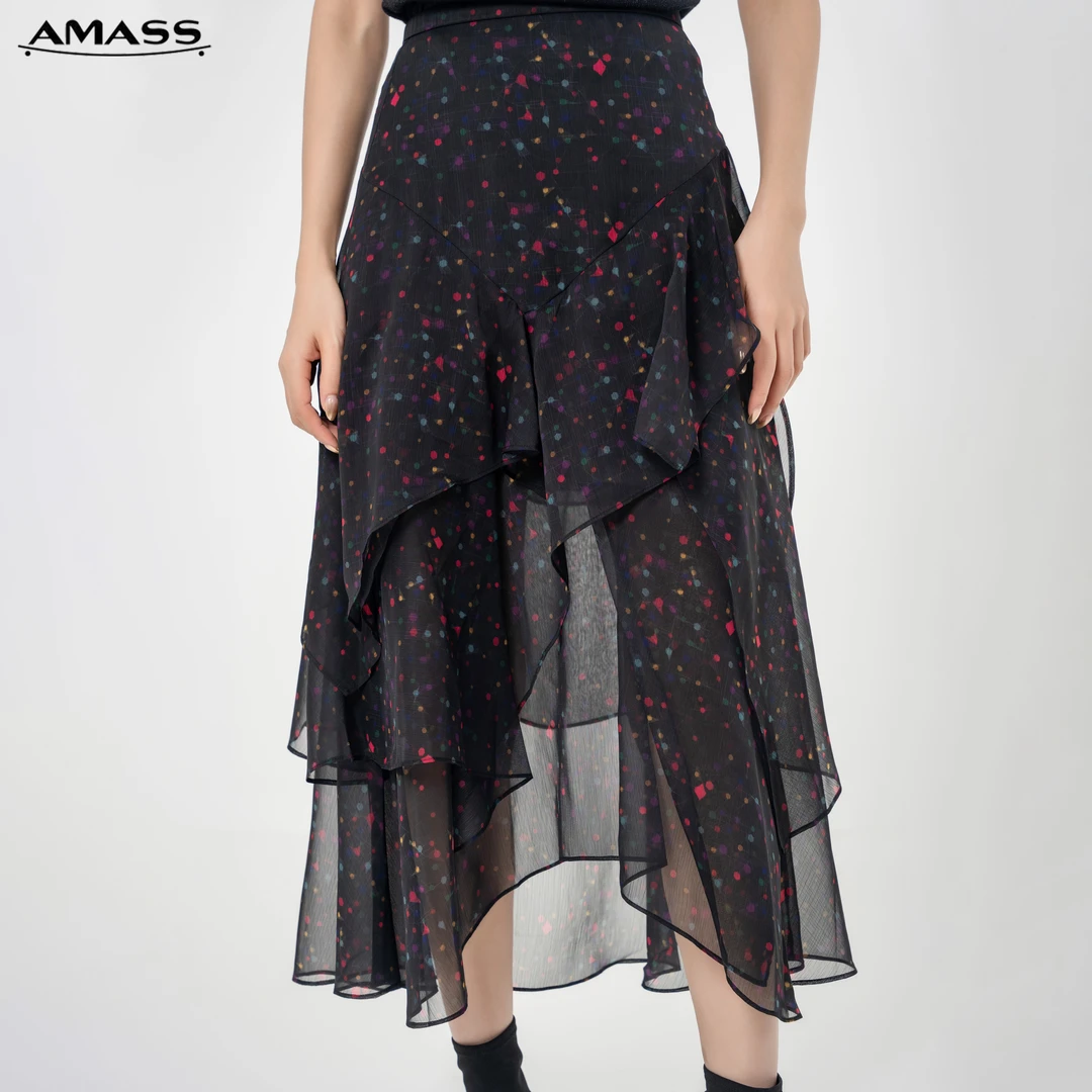 AMASS/阿玛施夏季新款气质时尚花边蕾丝高腰显瘦半身裙 5200460