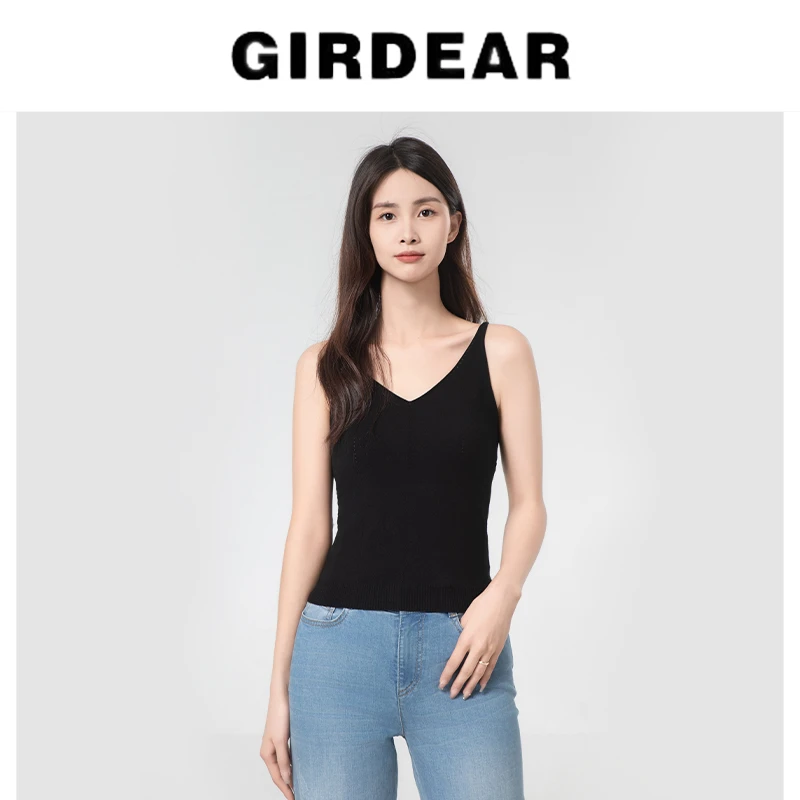 GIRDEAR/哥弟时尚休闲百纯色美背搭网红针织冰丝吊带背心 1399491
