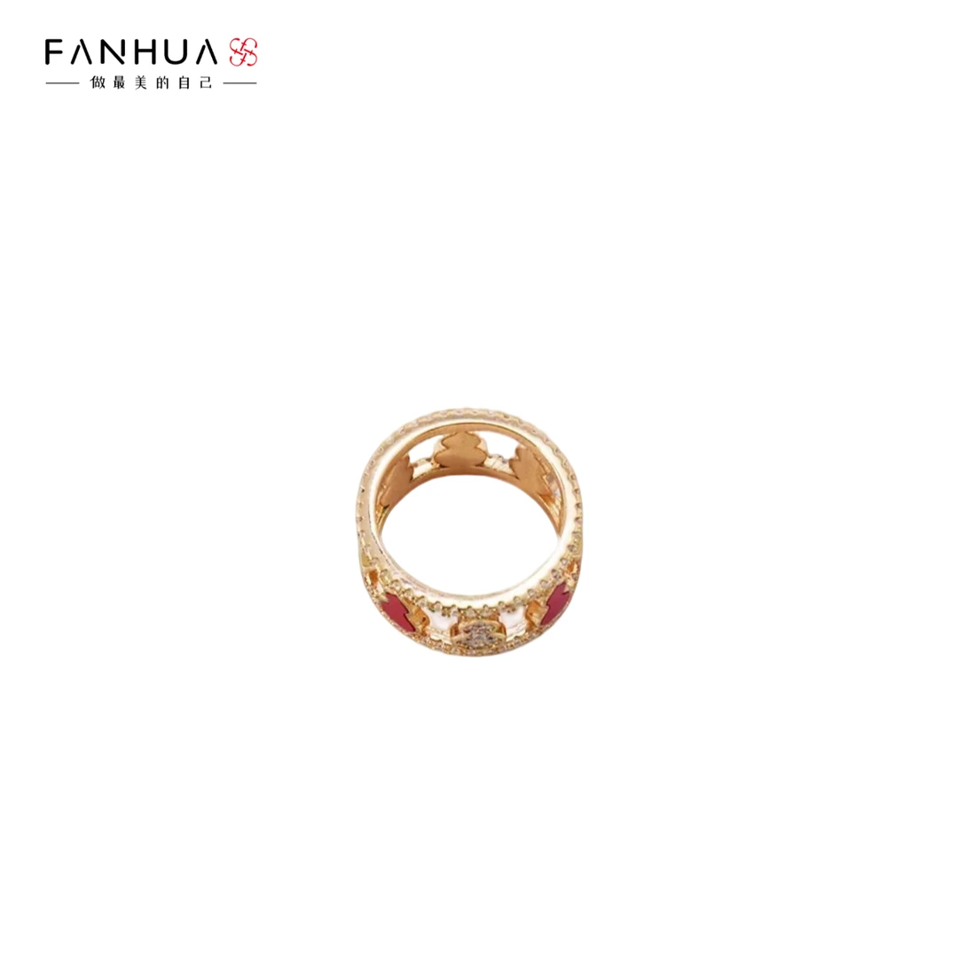 铜合金合成锆石戒指 9053时尚经典高级AB款葫芦形百搭气质戒指