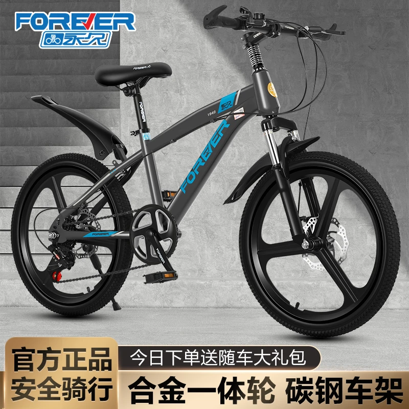 永久儿童自行车山地车6-14岁女孩男孩中大童碟刹变速少年学生单车