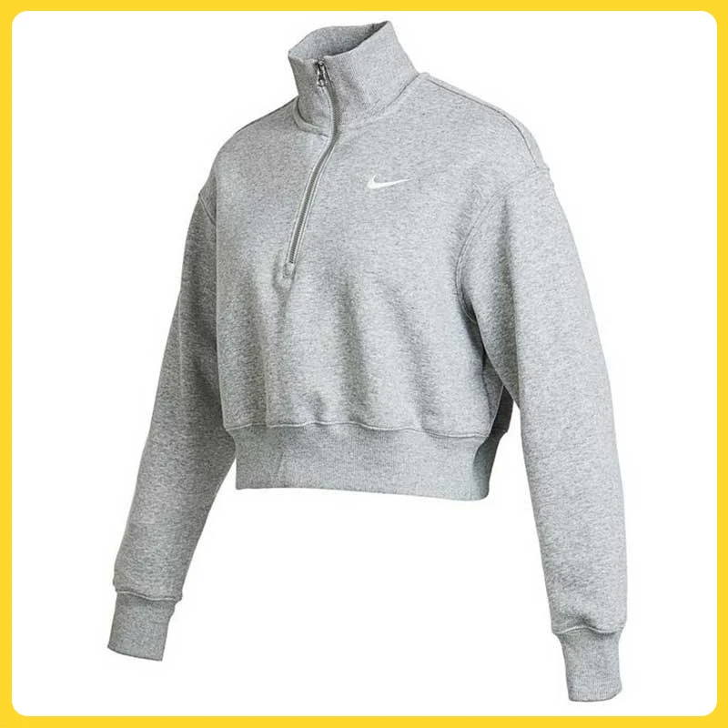 NIKE耐克女子AS W NSW PHNX FLC QZ CROP针织套头衫DQ5768-063