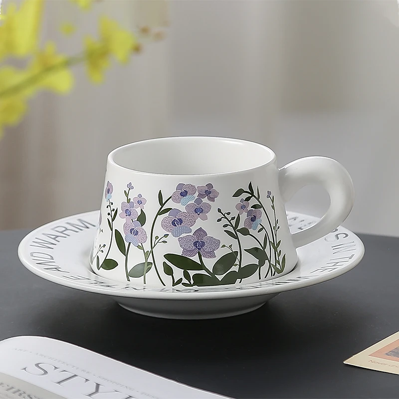 创意桂花杯碟咖啡杯铃兰花咖啡杯礼盒装新婚礼物对杯高档精致送礼