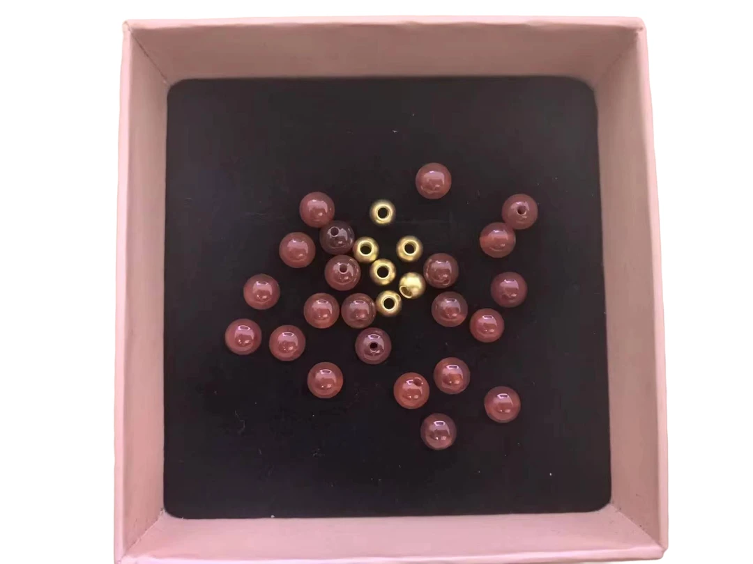 玉麓 足金6mm古法转运珠6颗1.26g红玛瑙手串