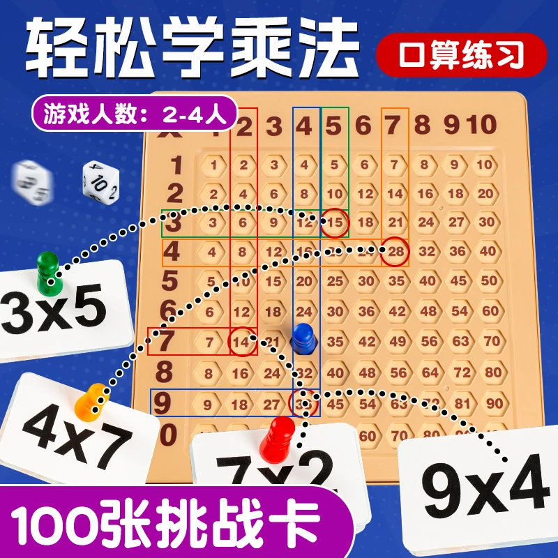 百数板儿童磁力99九九乘法口诀表小学二三年级数学乘除法口算教具