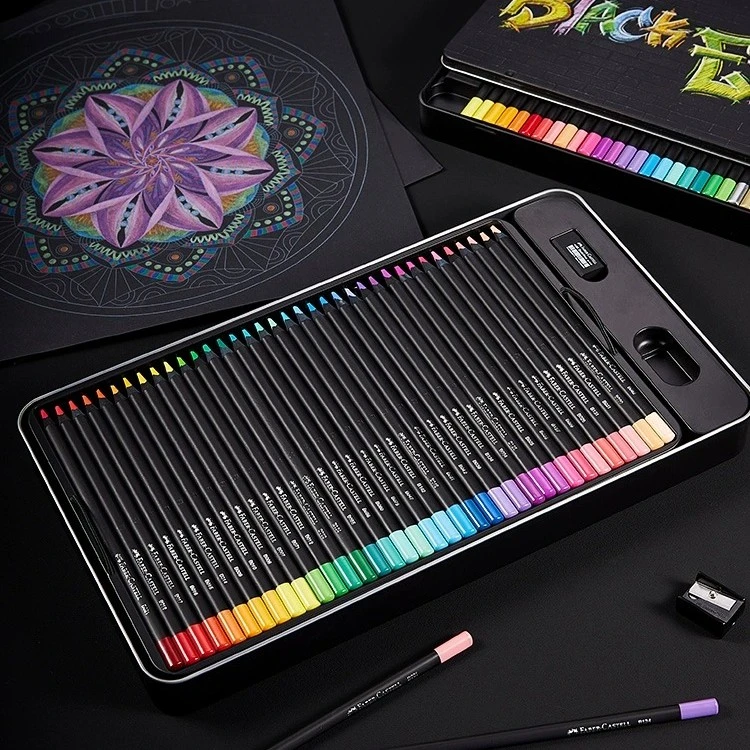 辉柏嘉黑杆彩铅fabercastell彩铅72色油性彩铅铁盒48色学生美术