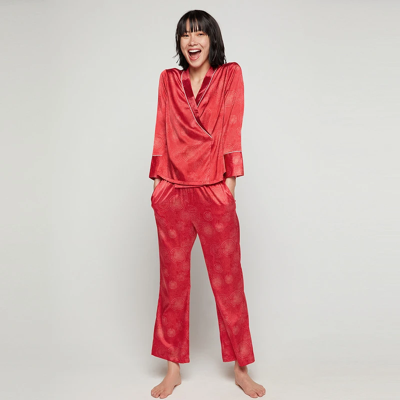 爱慕涟涟有鱼本命年红色睡衣女套装家居服品牌高端正品AM466941