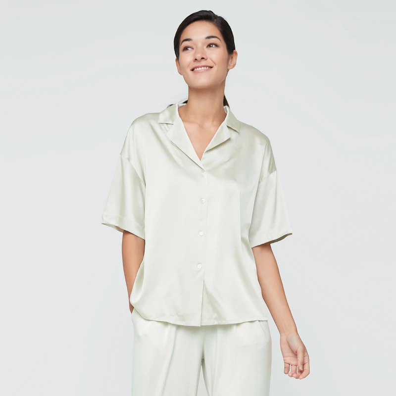 爱慕丝润II短袖开衫夏季睡衣休闲宽松纯色女士舒适上衣AM457321