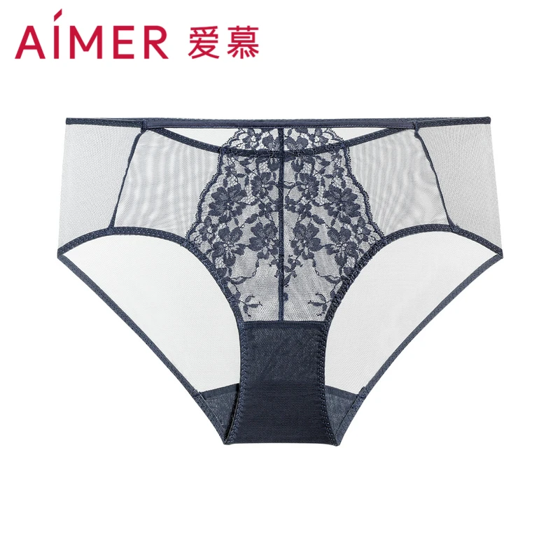 爱慕微雨海棠中腰蕾丝内裤舒适夏季透气薄款诱惑平角裤AM239111