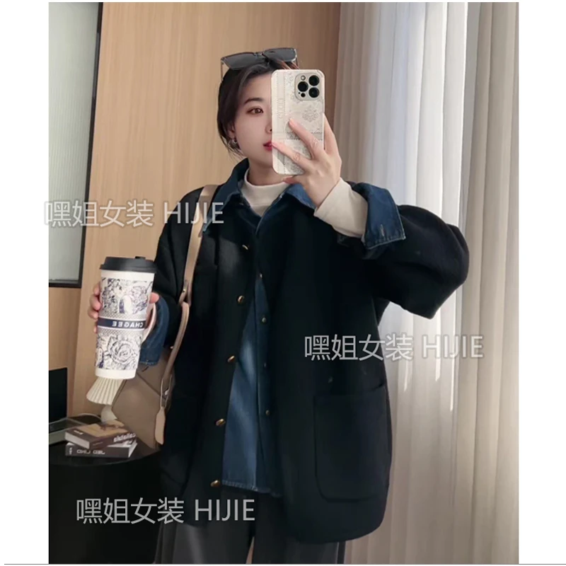 【苏黎香】双面呢针织小香风外套宽松气质秋冬外穿百搭女大衣DQ2069