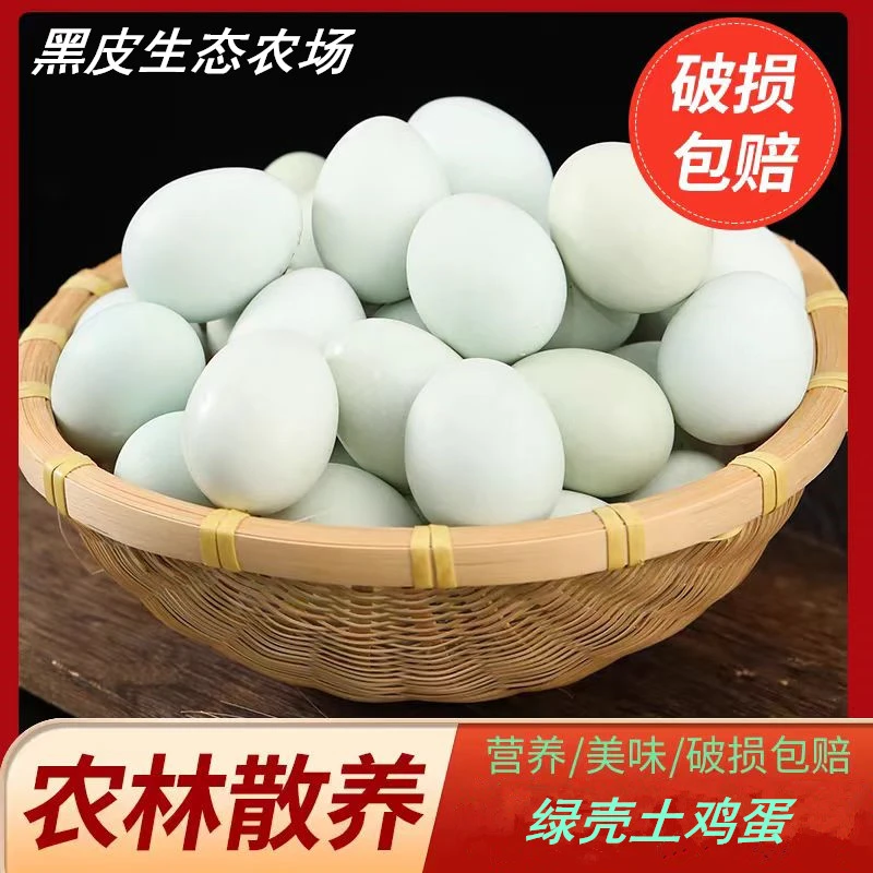 黑皮生态农场绿壳农家散养土鸡蛋新鲜正宗天然 顺丰包邮 50-55g