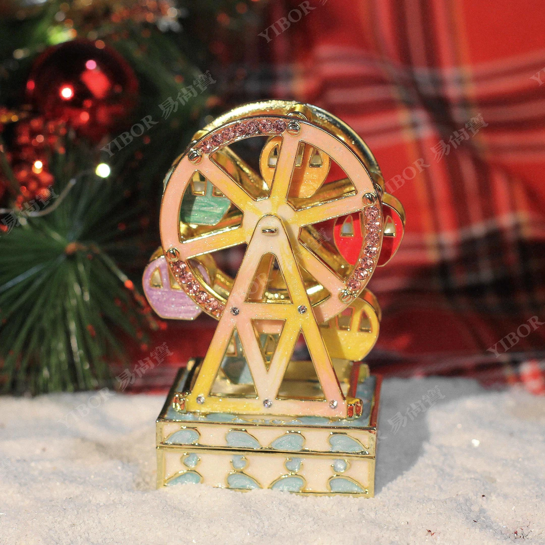 爆款新品网红珐琅首饰盒七宝烧手工艺品创意礼物旋转摩天轮摆件