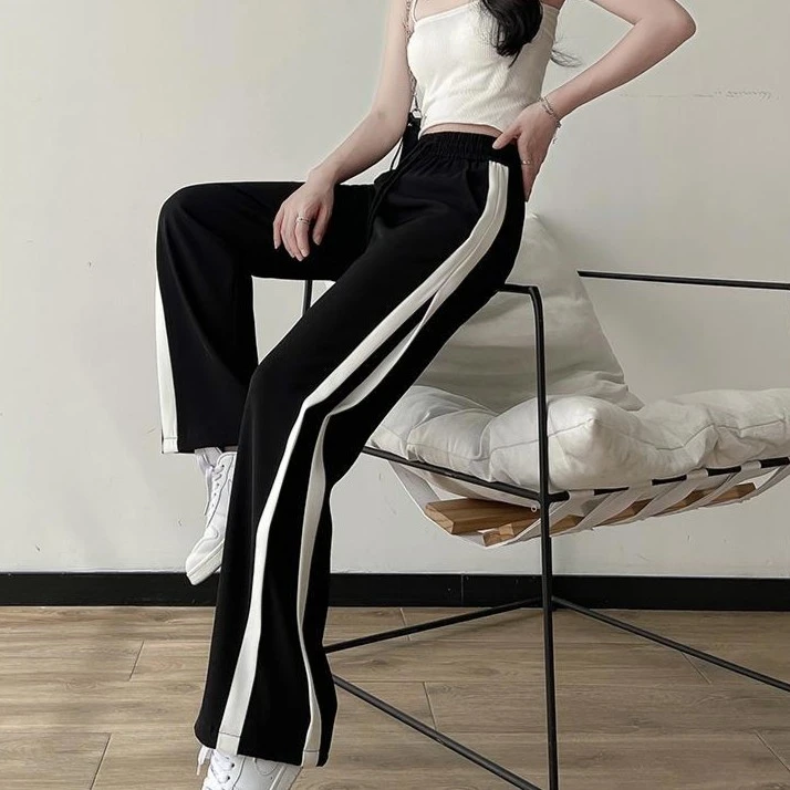 高档2025冰丝运动裤女夏薄款高腰垂感休闲大码直筒裤小个子阔腿裤