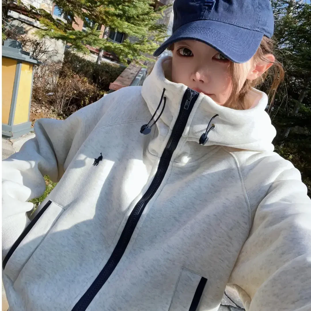 潮牌开衫加厚加绒连帽卫衣外套女秋冬季2025新款爆款时尚洋气上衣