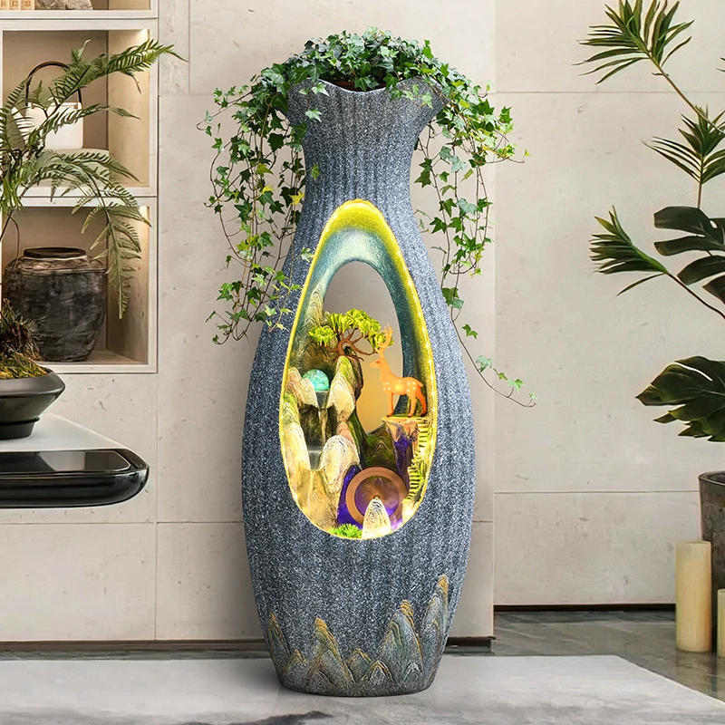 新中式山水花瓶摆件客厅电视柜公司前台装饰开业乔迁之喜入宅礼品