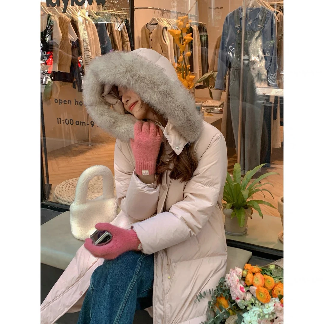 【西西里安】2冬季羽绒服连帽毛领可拆中长羽绒服百搭时尚 .1