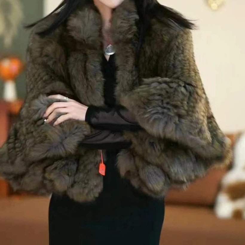 【言琰】冬季新款贵气狐狸毛皮草外套-QF24PZ1014