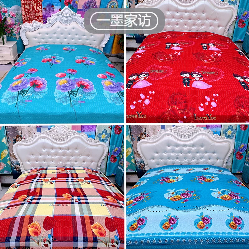 多色可选双人床单AB面四季床盖双面夹棉床盖榻榻米床单绗缝炕盖