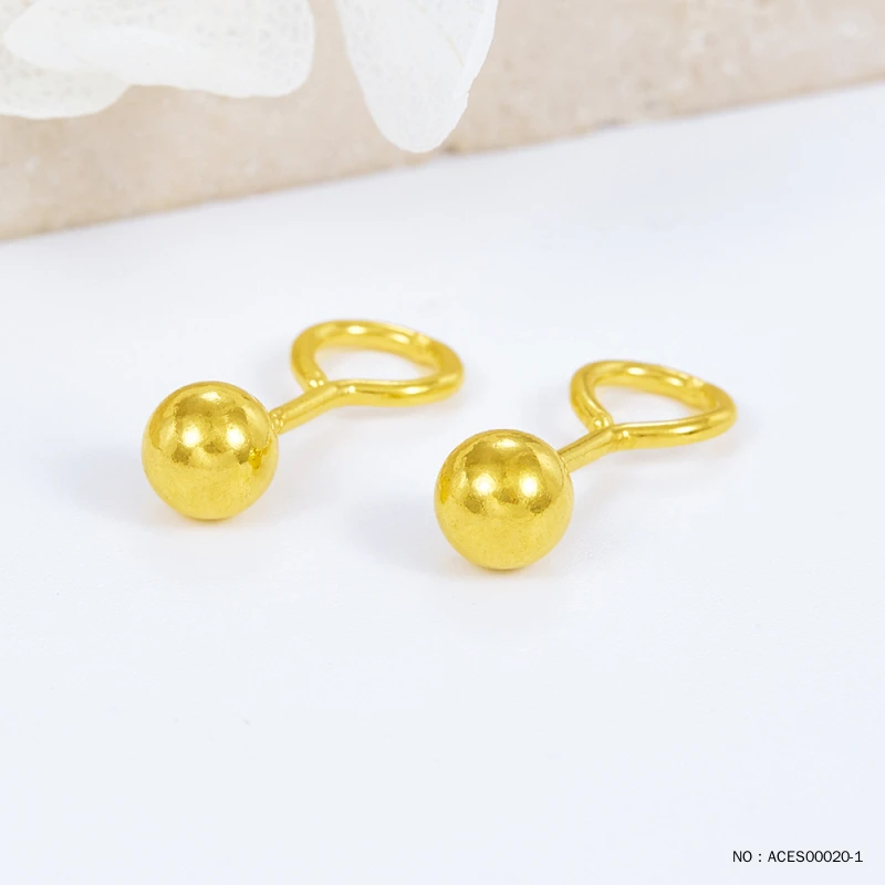 水贝黄金批发经典百搭时尚简约圆珠耳钉养耳洞光面