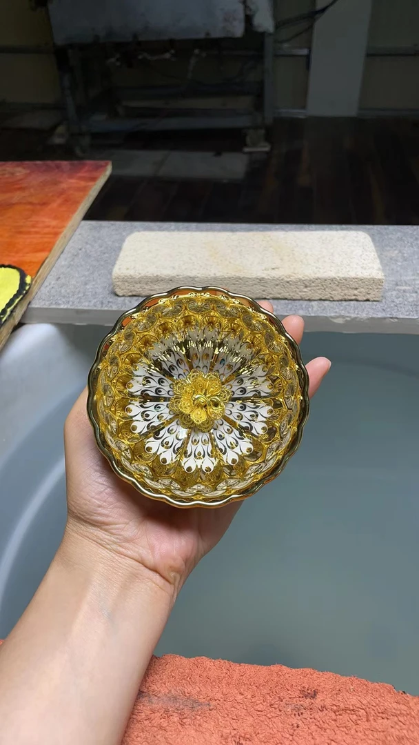 【闪购链接】高端茶器家用主人杯金色孔雀