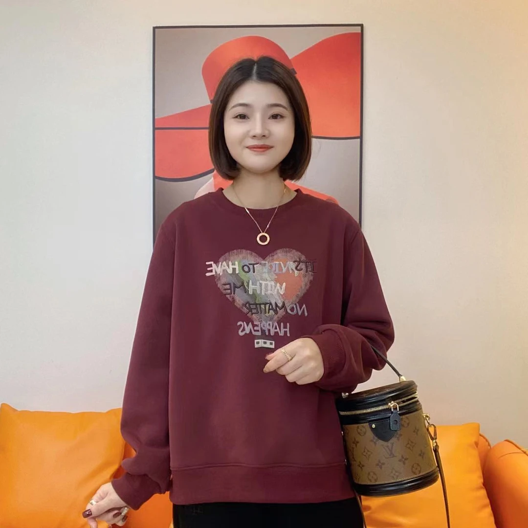 【不加绒】2025卫衣高端欧货时尚洋气宽松爱巢印花休闲百搭D4549