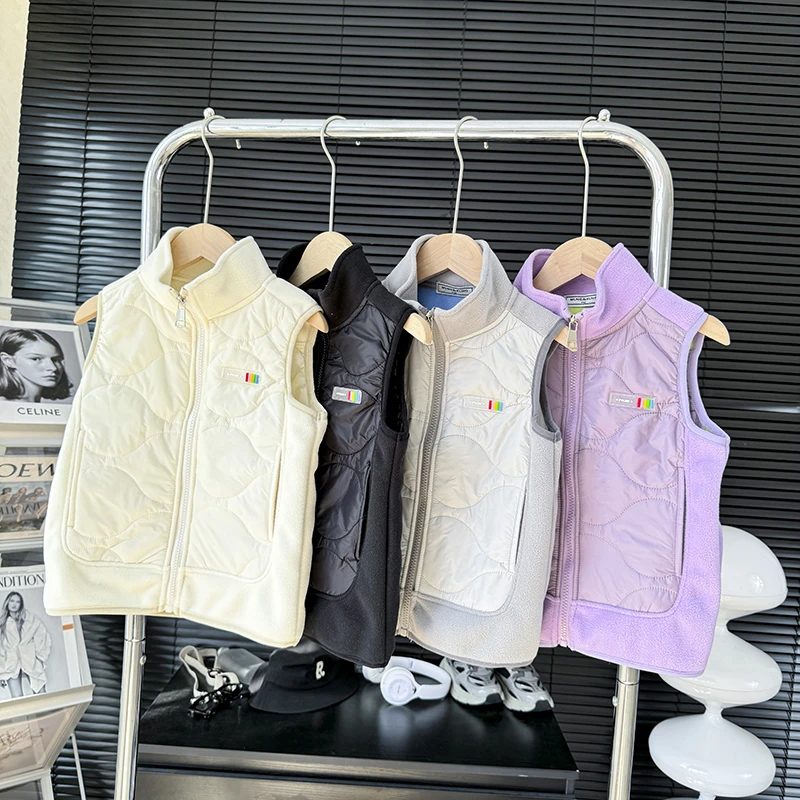 24秋冬新款男女童中大童棉马甲儿童户外保暖背心休闲无袖马甲