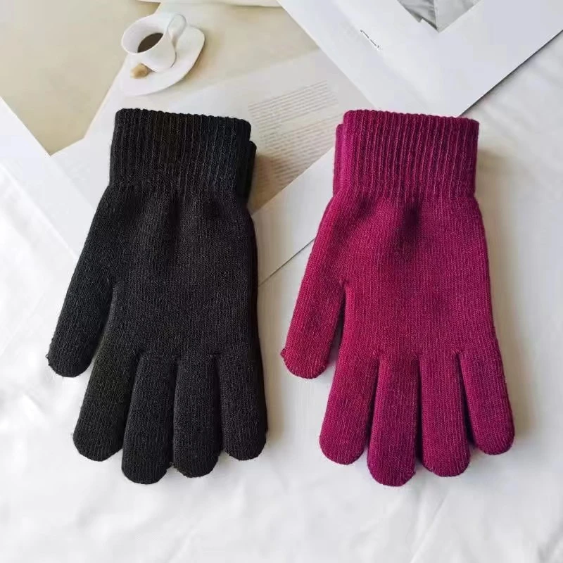 冬天保暖手套男女士秋冬季防寒加绒加厚毛线学生骑车连指