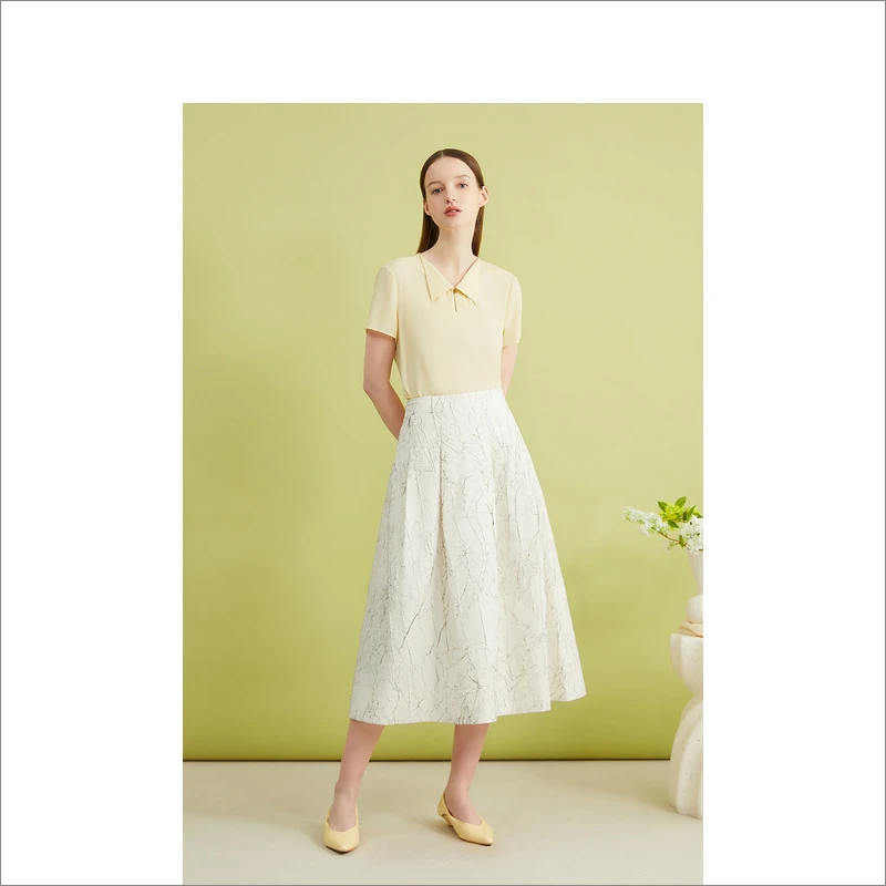 YINER音儿2024夏季新款时尚气质优雅提花白色半身裙8C34250740