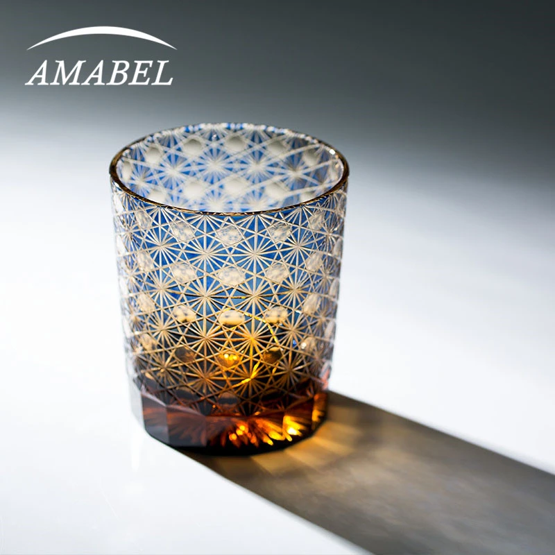 AMABEL日本进口高端手工酒杯锤纹无铅玻璃创意轻奢复古洋酒杯礼盒