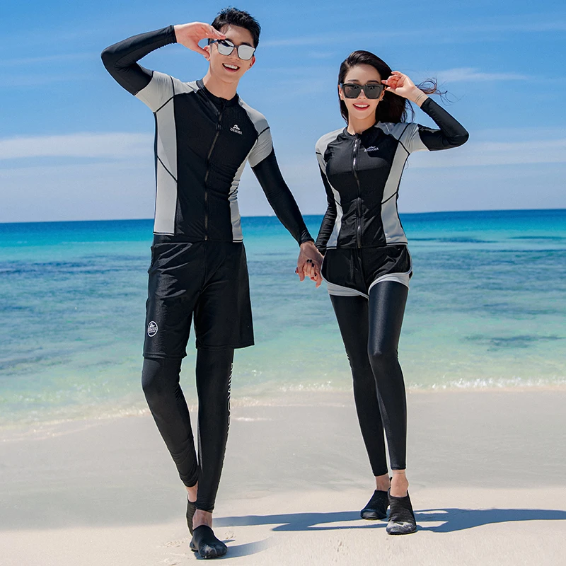 情侣潜水服泳衣冲浪服长袖长裤分体防晒水母衣速干大码浮潜潜水衣