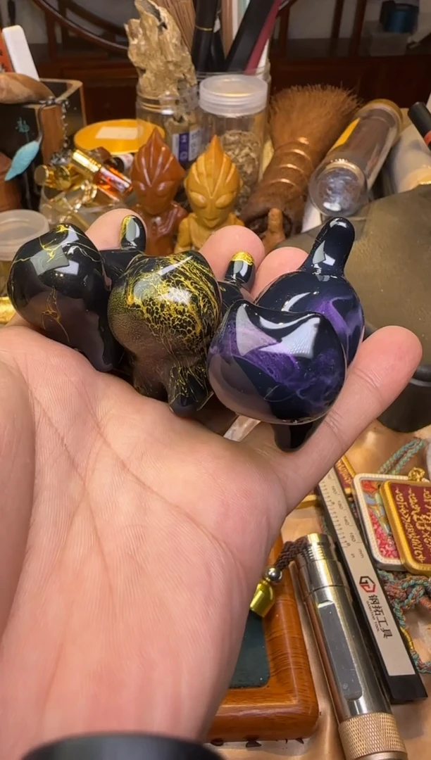 【闪购商品】大漆工艺品把件黑金大漆无脸猫多样性随机发其一