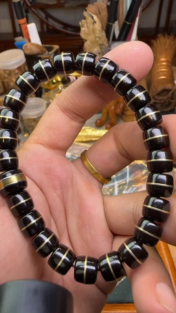 【闪购商品】椰蒂手串黑金单圈桶珠9MM