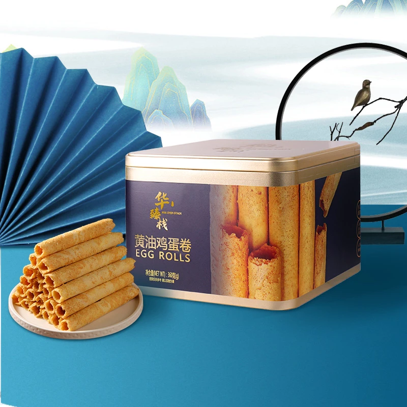 华臻栈手工黄油鸡蛋卷铁罐礼盒装送礼佳品360g/盒