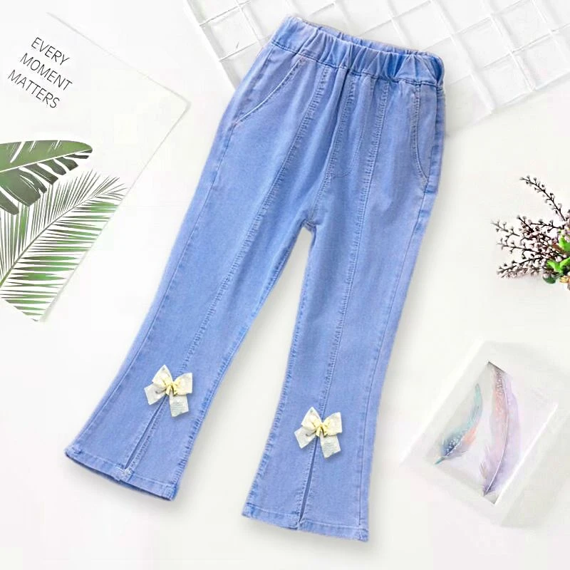 女童裤子春夏季薄款洋气时髦喇叭裤2023新款儿童天丝牛仔裤早秋薄